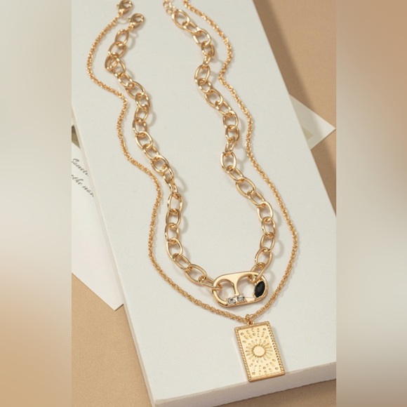 Sun and buckle double layer necklace - Picture 3 of 5